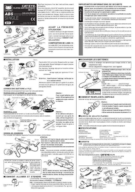 Guide utilisation  CAT EYE ABS-10  de la marque CAT EYE
