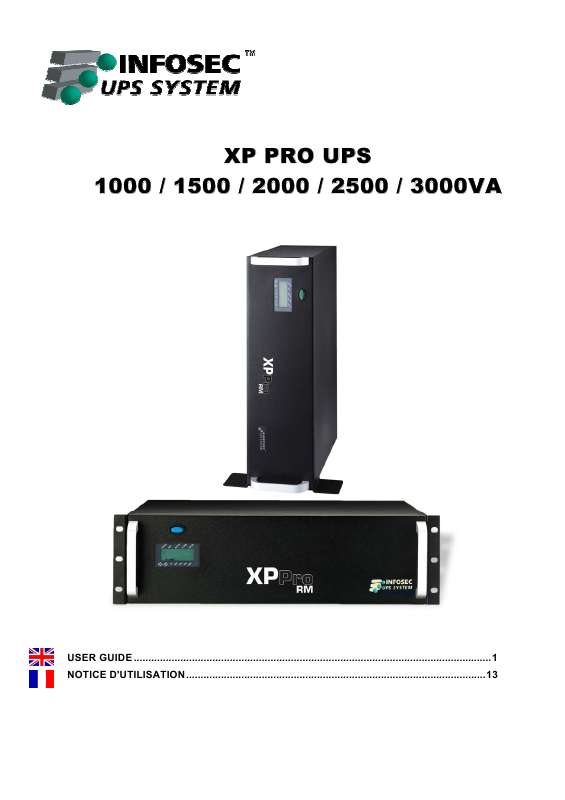 Guide utilisation  INFOSEC XP PRO UPS 1000 VA  de la marque INFOSEC