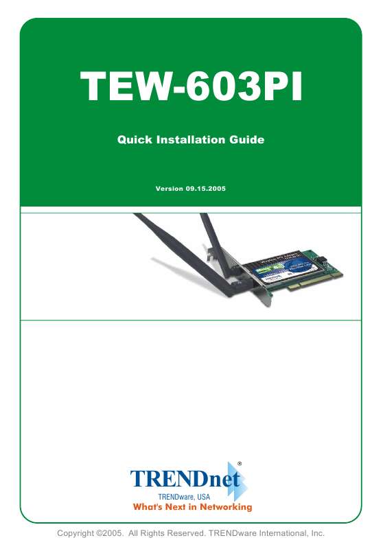Guide utilisation TRENDNET TEW-603PI  de la marque TRENDNET