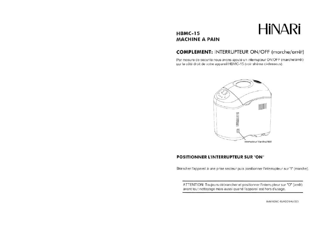 Guide utilisation  HINARI HBMC-15  de la marque HINARI