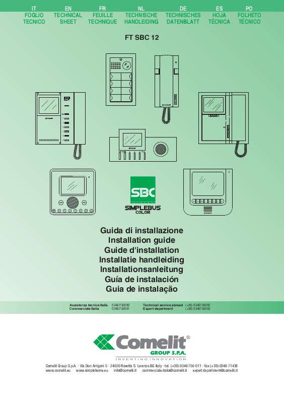 Guide utilisation  COMELIT FT SBC 12  de la marque COMELIT