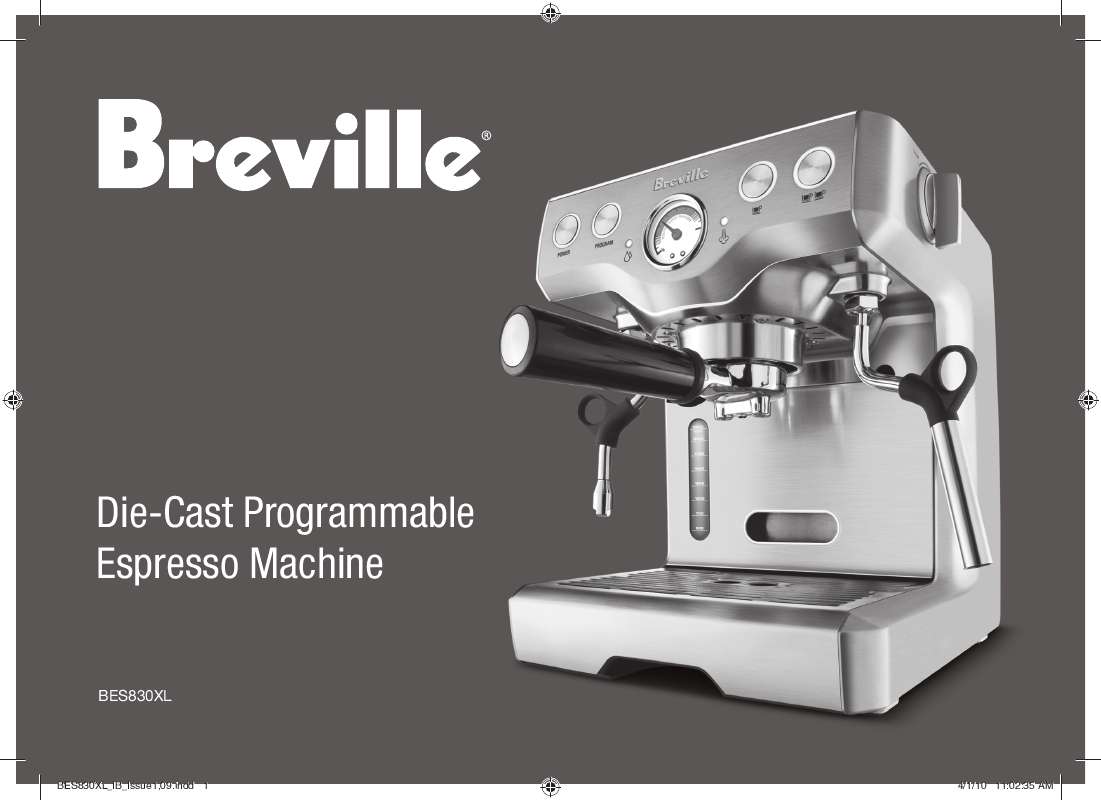 Guide utilisation  BREVILLE BES830XL  de la marque BREVILLE