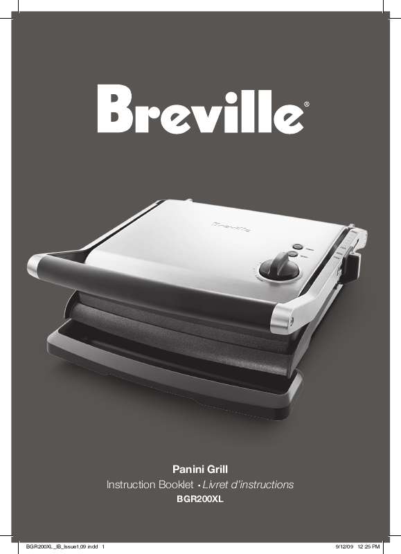 Guide utilisation  BREVILLE PANINI GRILL BGR200XL  de la marque BREVILLE