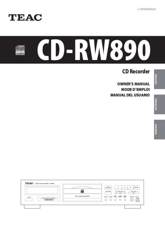 Guide utilisation TEAC CD-RW890  de la marque TEAC
