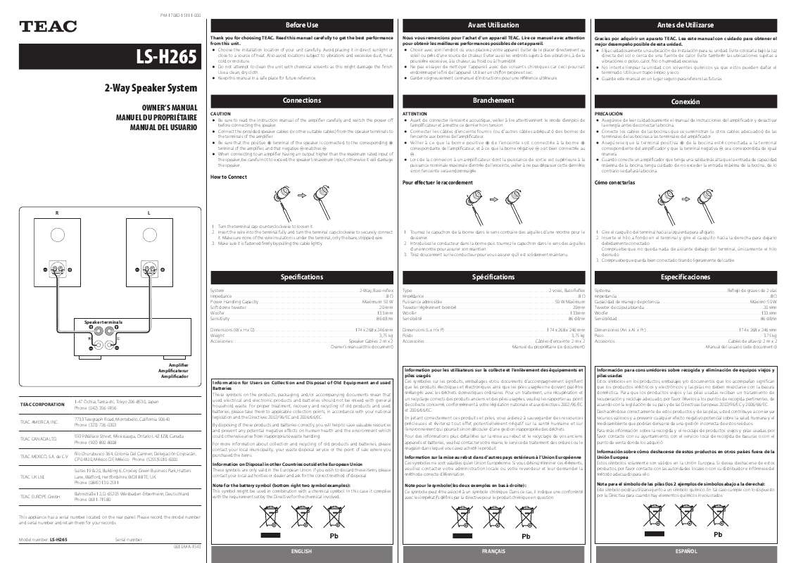 Guide utilisation TEAC LSH265  de la marque TEAC