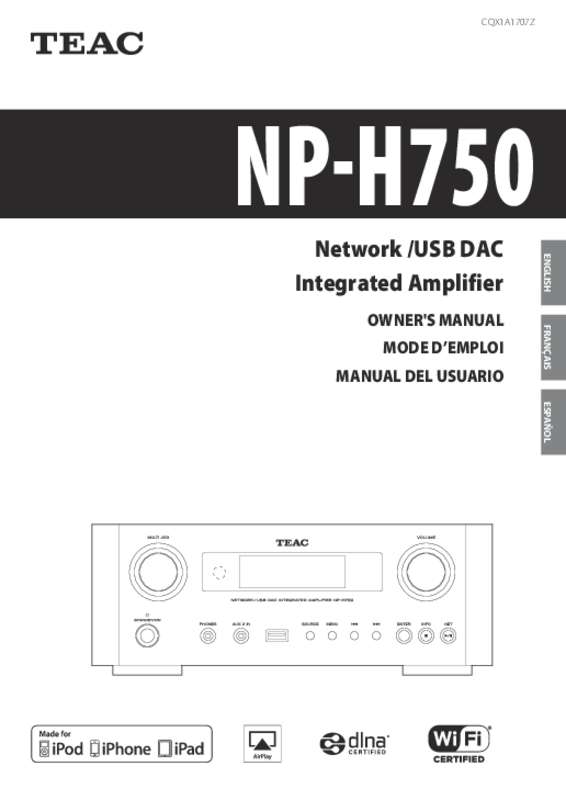 Guide utilisation TEAC NP-H750  de la marque TEAC