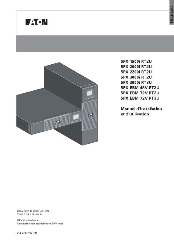 Guide utilisation EATON 5PX 2200I RT2U NETPACK  de la marque EATON