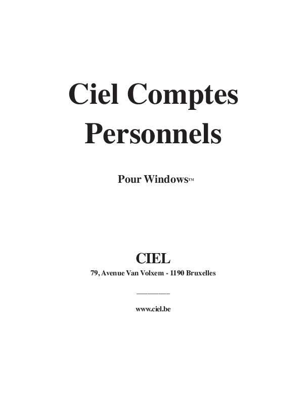 Guide utilisation  CIEL COMPTES PERSONNELS 3  de la marque CIEL