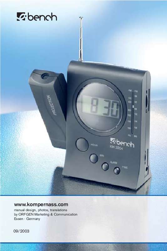 Guide utilisation  EBENCH KH 2205 PROJECTION CLOCK RADIO  de la marque EBENCH