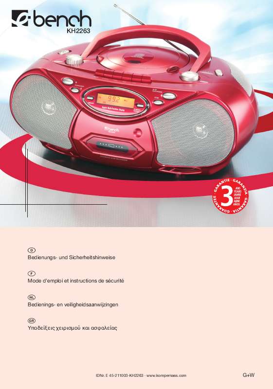 Guide utilisation  EBENCH KH 2263 CD RADIO CASSETTE RECORDER  de la marque EBENCH