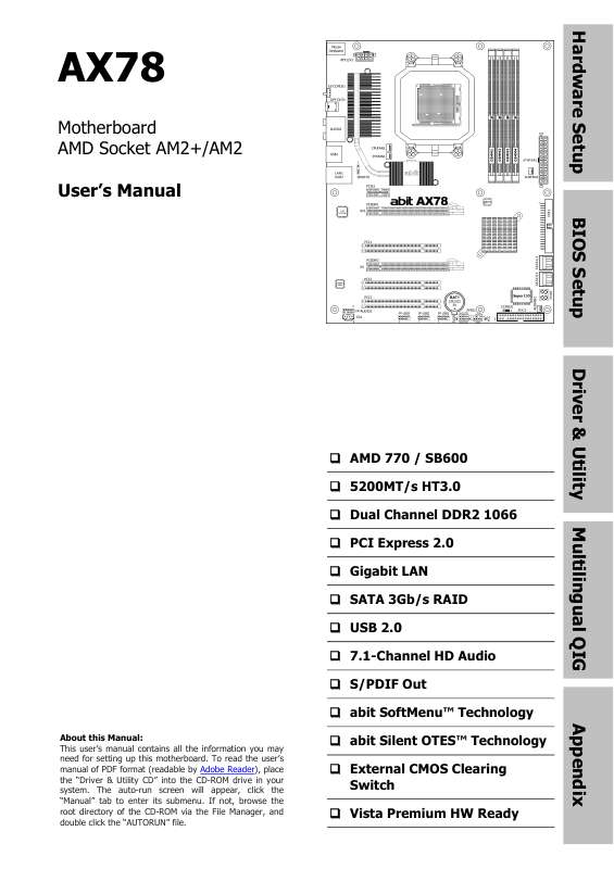 Guide utilisation ABIT AX78  de la marque ABIT