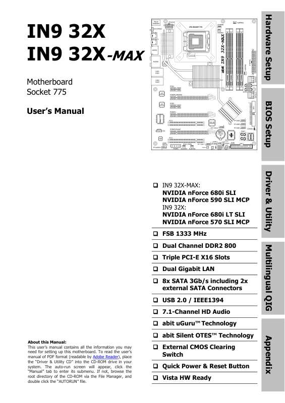 Guide utilisation ABIT IN9 32X-MAX  de la marque ABIT