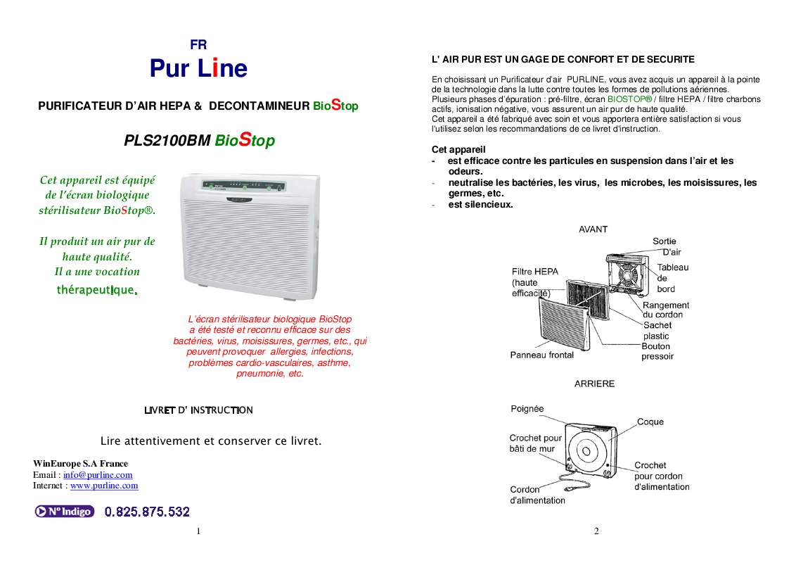 Guide utilisation  PUR LINE PLS 2100BM  de la marque PUR LINE