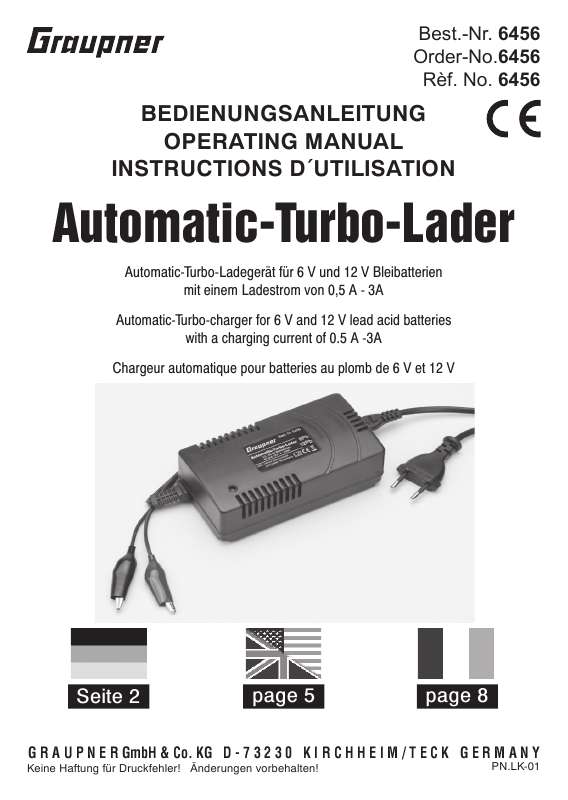 Guide utilisation  GRAUPNER AUTOMATIC-TURBO-LADER  de la marque GRAUPNER