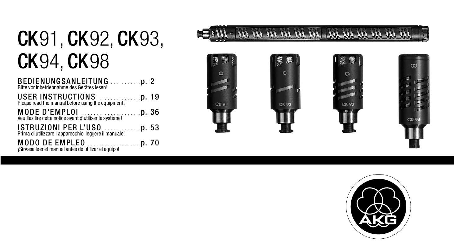 Guide utilisation  AKG CK 92  de la marque AKG