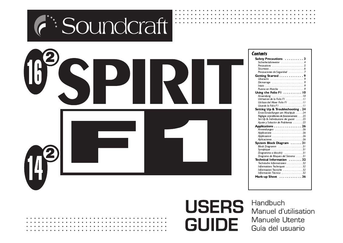 Guide utilisation  SOUNDCRAFT SPIRIT F1  de la marque SOUNDCRAFT