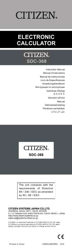 Guide utilisation  CITIZEN SDC-368  de la marque CITIZEN