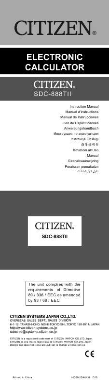Guide utilisation  CITIZEN SDC-888TII  de la marque CITIZEN