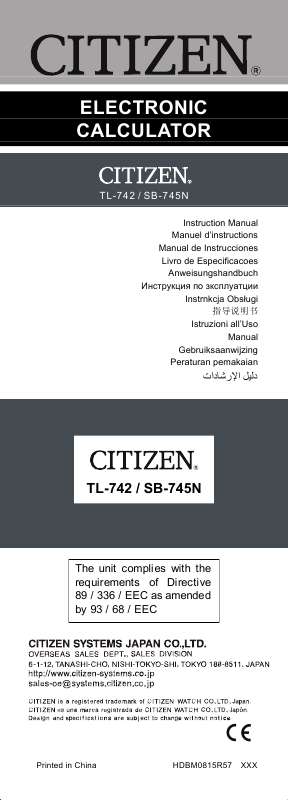 Guide utilisation  CITIZEN SB-742  de la marque CITIZEN