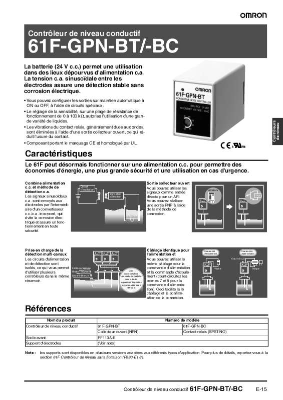 Guide utilisation  OMRON 61F-GPN-BC  de la marque OMRON