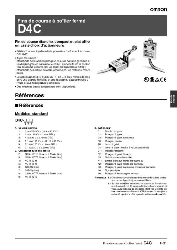 Guide utilisation  OMRON D4C  de la marque OMRON