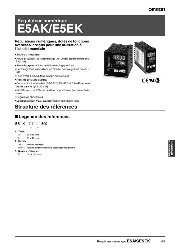 Guide utilisation  OMRON E5AK  de la marque OMRON
