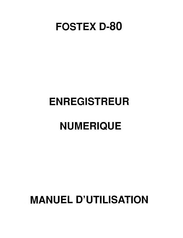 Guide utilisation  FOSTEX D-80  de la marque FOSTEX