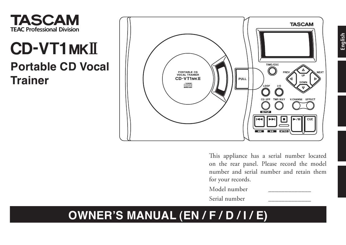 Guide utilisation  TASCAM CD-VT1MKII  de la marque TASCAM