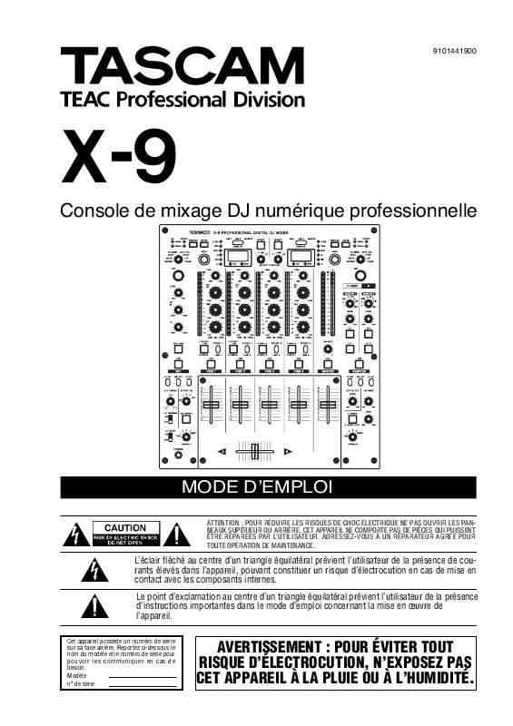 Guide utilisation  TASCAM X-9  de la marque TASCAM