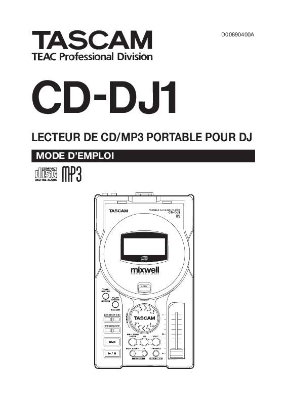 Guide utilisation  TASCAM CD-DJ1  de la marque TASCAM