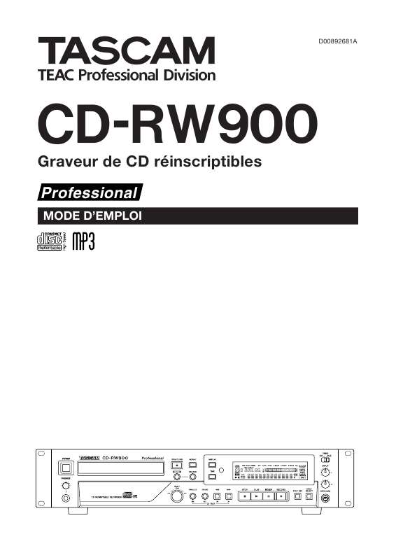Guide utilisation  TASCAM CD-RW900  de la marque TASCAM