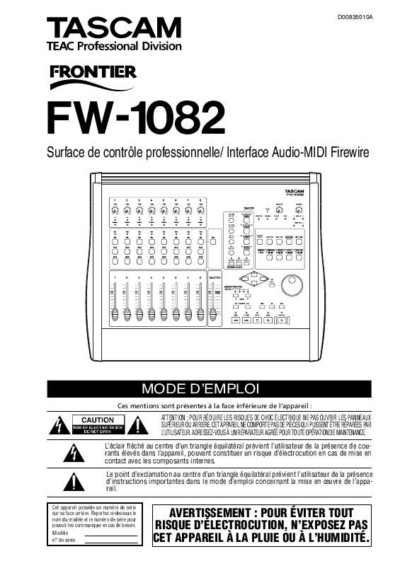 Guide utilisation  TASCAM FW-1082  de la marque TASCAM