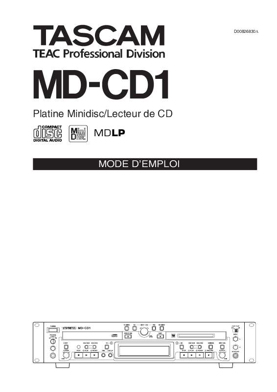 Guide utilisation  TASCAM MD-CD1  de la marque TASCAM
