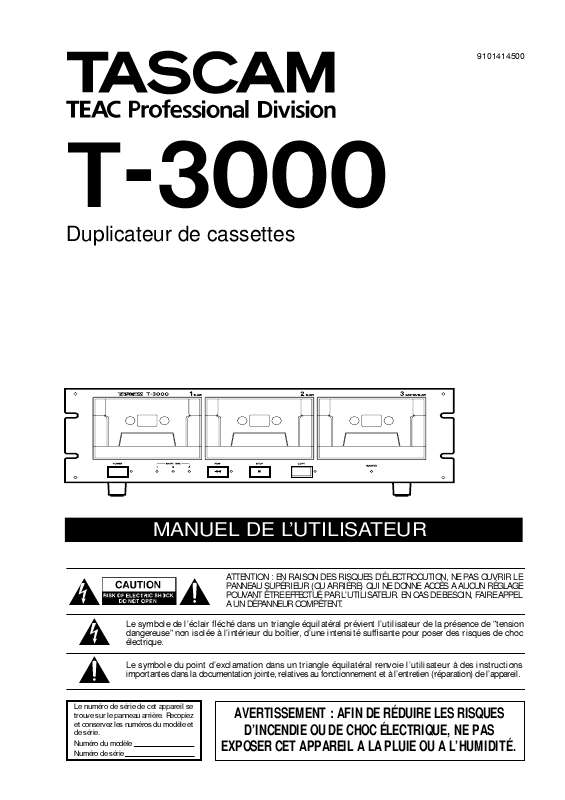 Guide utilisation  TASCAM T-3000  de la marque TASCAM