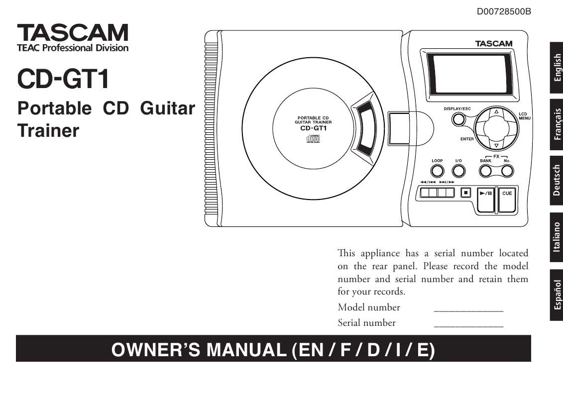 Guide utilisation  TASCAM CD-GT1  de la marque TASCAM