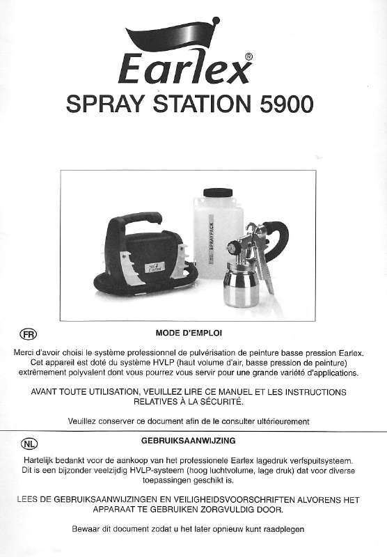 Guide utilisation  EARLEX SPRAY STATION HV5900  de la marque EARLEX