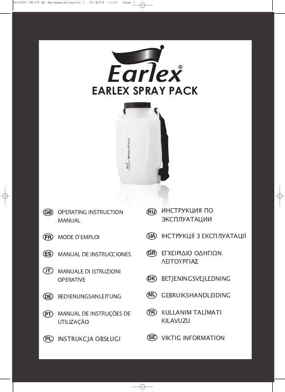 Guide utilisation  EARLEX SPRAY PACK  de la marque EARLEX