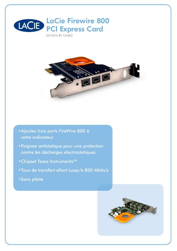 Guide utilisation  LACIE FIREWIRE 800 PCI EXPRESS CARD  de la marque LACIE