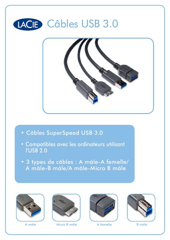 Guide utilisation  LACIE USB 3.0 CABLE  de la marque LACIE