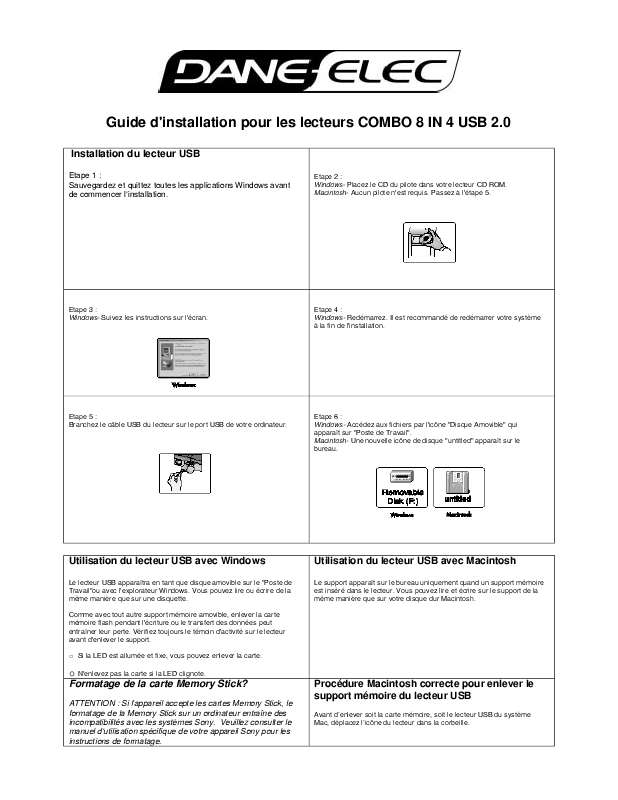 Guide utilisation  DANE-ELEC COMBO 8 IN 4 USB 2.0  de la marque DANE-ELEC