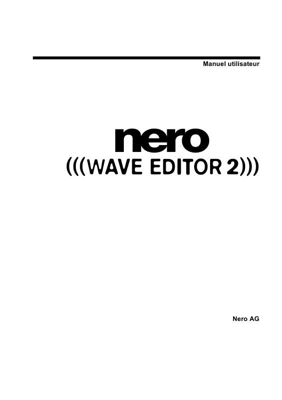 Guide utilisation NERO WAVE EDITOR 2  de la marque NERO