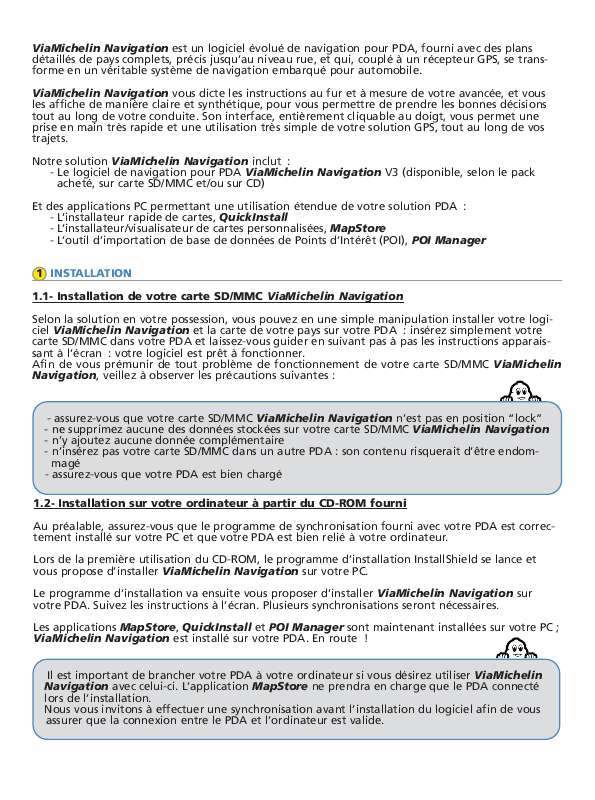 Guide utilisation  VIAMICHELIN NAVIGATION 3 POUR PDA  de la marque VIAMICHELIN