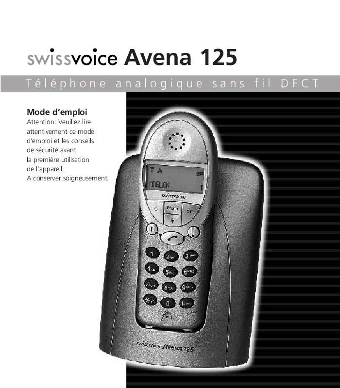 Guide utilisation SWISSVOICE AVENA 125  de la marque SWISSVOICE