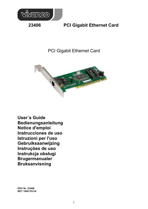 Guide utilisation VIVANCO PCI GIGABIT ETHERNET CARD  de la marque VIVANCO