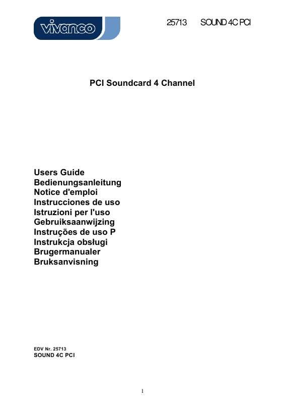 Guide utilisation VIVANCO PCI SOUNDCARD 4 CHANNEL  de la marque VIVANCO