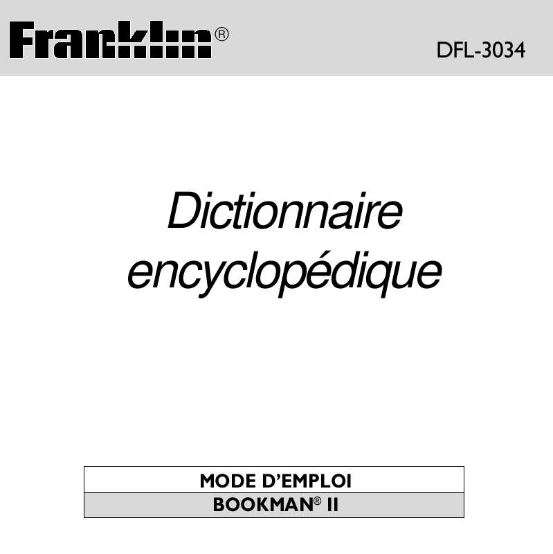 Guide utilisation  FRANKLIN DFL-3034  de la marque FRANKLIN
