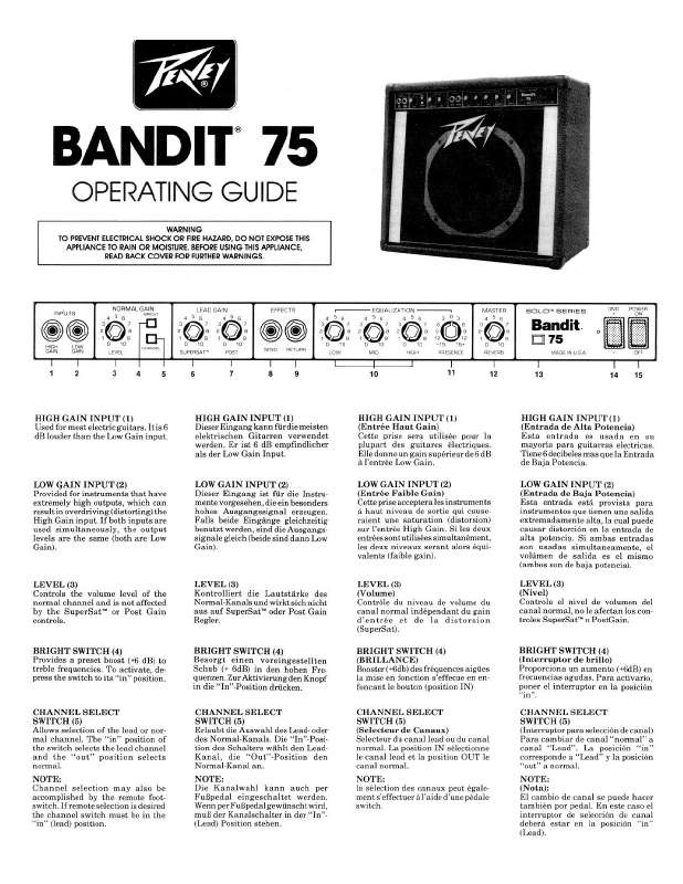 Guide utilisation  PEAVEY BANDIT 75  de la marque PEAVEY