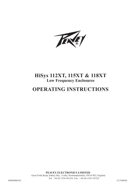 Guide utilisation  PEAVEY HISYS 112XT  de la marque PEAVEY