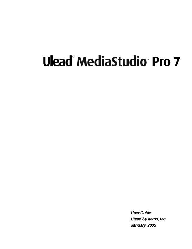 Guide utilisation ULEAD MEDIASTUDIO PRO 7  de la marque ULEAD