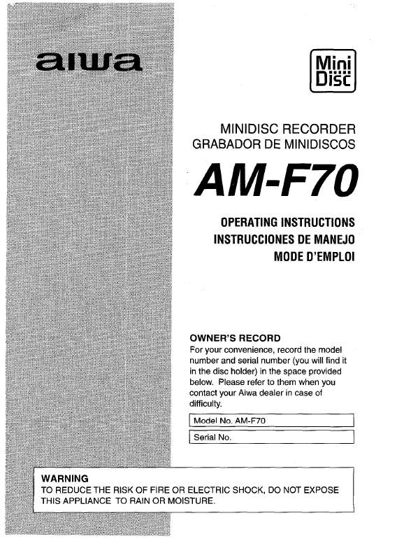 Guide utilisation AIWA AM F-70  de la marque AIWA